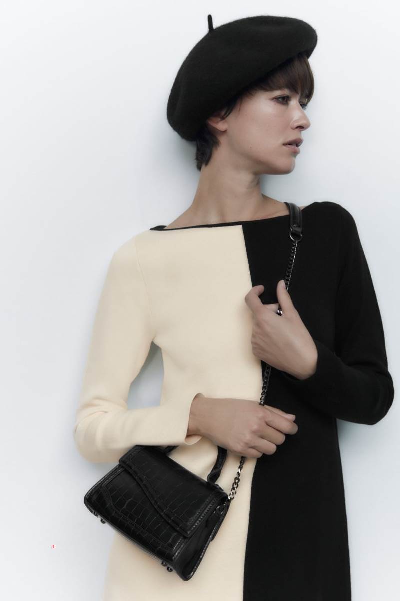 ZARA MINI CITY BAG WITH ASYMMETRIC FLAP Crossbody Väska Dam Svarta | JCAUQ-9562