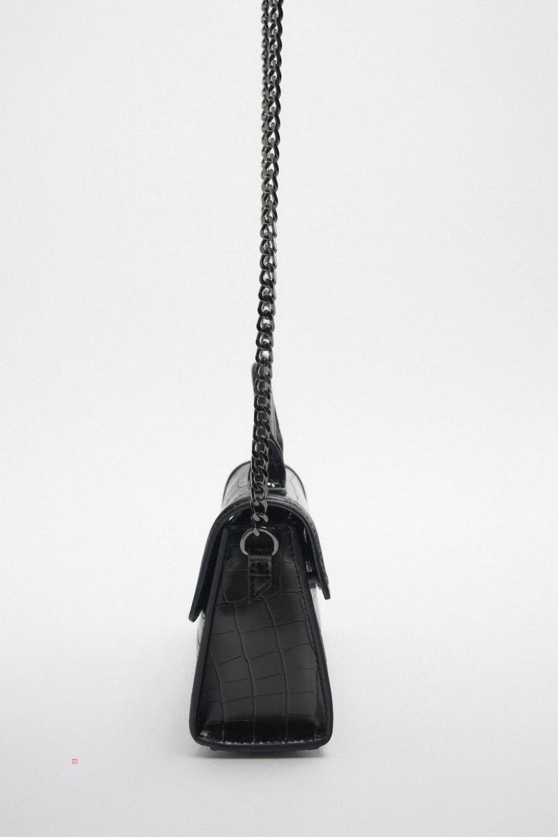ZARA MINI CITY BAG WITH ASYMMETRIC FLAP Crossbody Väska Dam Svarta | JCAUQ-9562