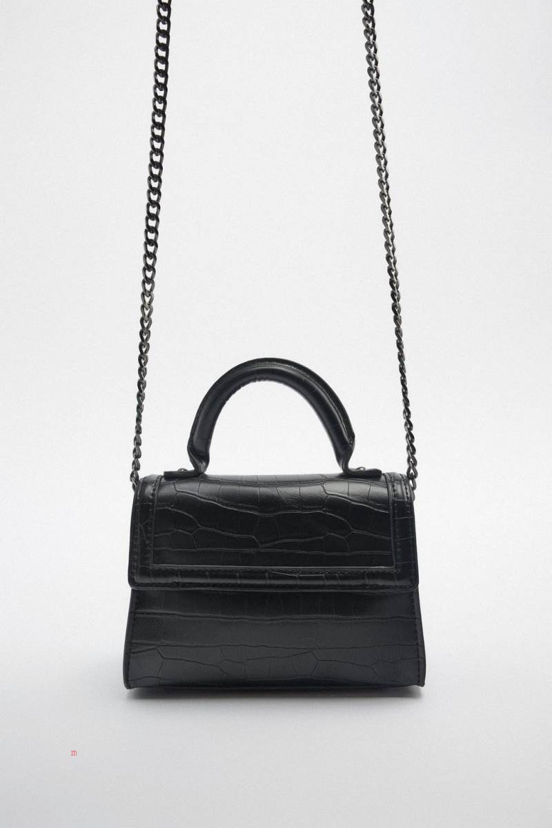 ZARA MINI CITY BAG WITH ASYMMETRIC FLAP Crossbody Väska Dam Svarta | JCAUQ-9562