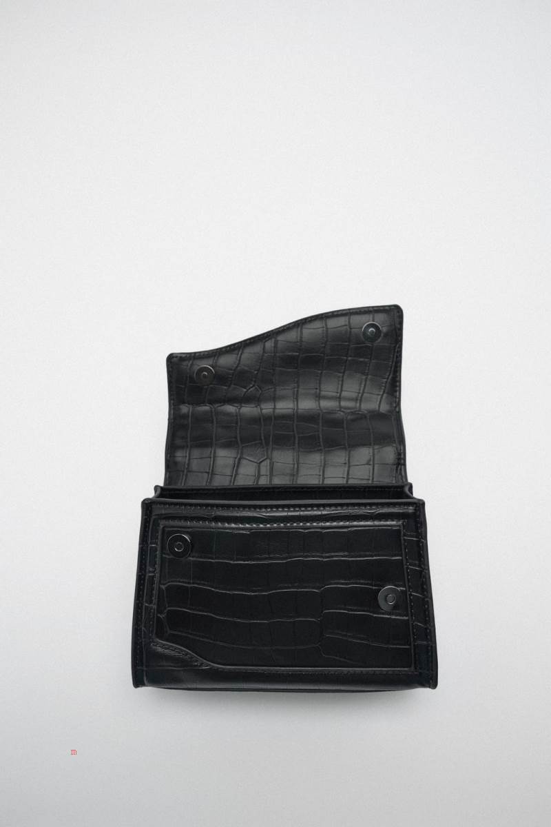 ZARA MINI CITY BAG WITH ASYMMETRIC FLAP Crossbody Väska Dam Svarta | JCAUQ-9562