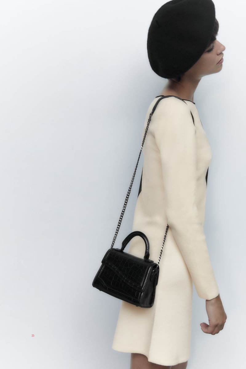 ZARA MINI CITY BAG WITH ASYMMETRIC FLAP Crossbody Väska Dam Svarta | JCAUQ-9562