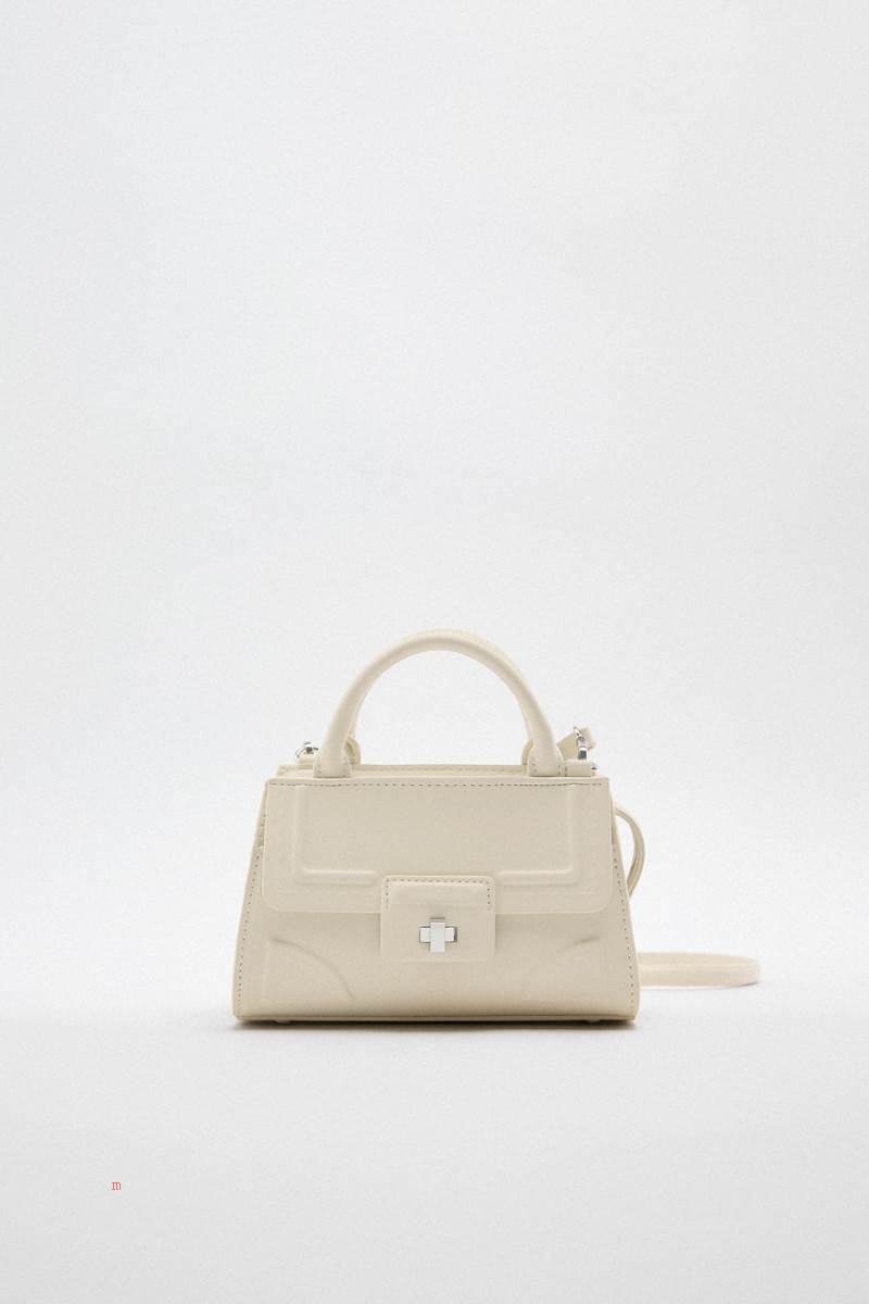 ZARA MINI Crossbody Väska Dam Vita | KCBJR-0172