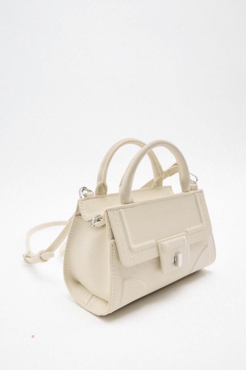ZARA MINI Crossbody Väska Dam Vita | KCBJR-0172