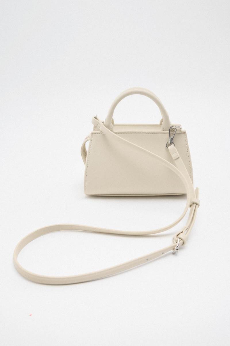 ZARA MINI Crossbody Väska Dam Vita | KCBJR-0172