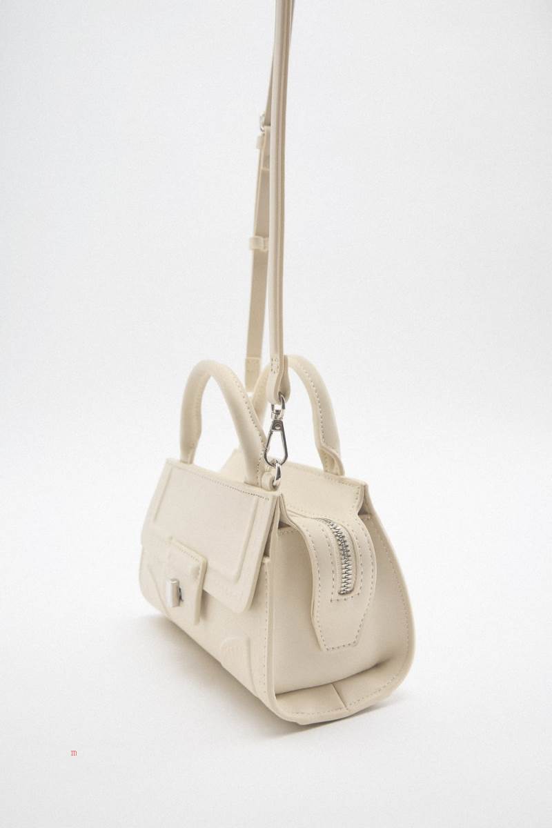 ZARA MINI Crossbody Väska Dam Vita | KCBJR-0172