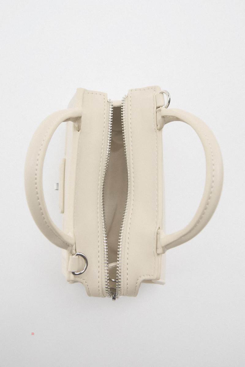 ZARA MINI Crossbody Väska Dam Vita | KCBJR-0172