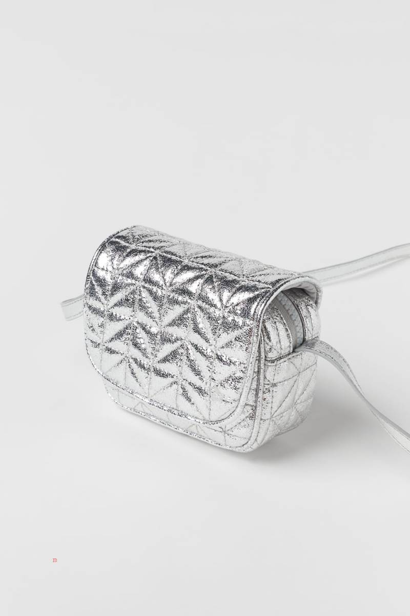 ZARA MINI Crossbody Väska Tjej Silver | CTVKA-8914
