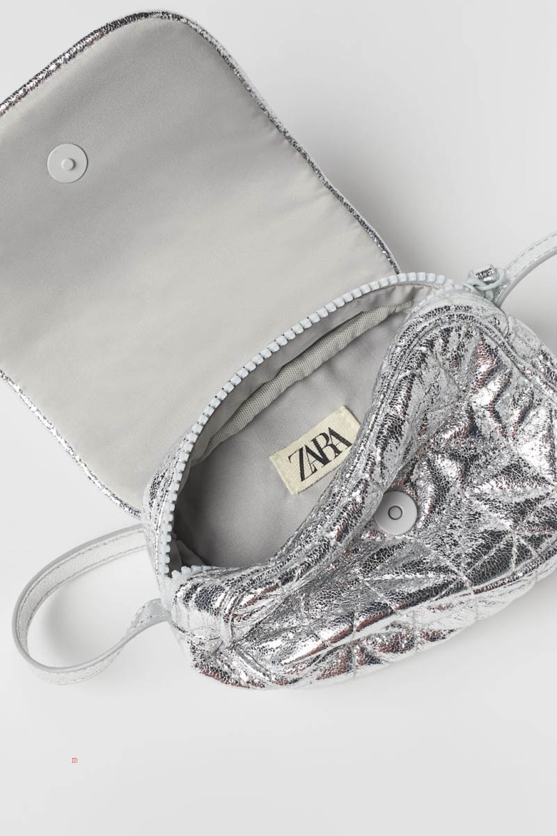 ZARA MINI Crossbody Väska Tjej Silver | CTVKA-8914
