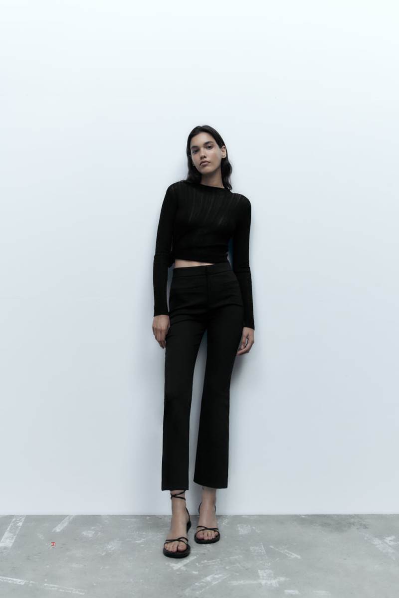 ZARA MINI FLARE Byxor Dam Svarta | GXODI-4512