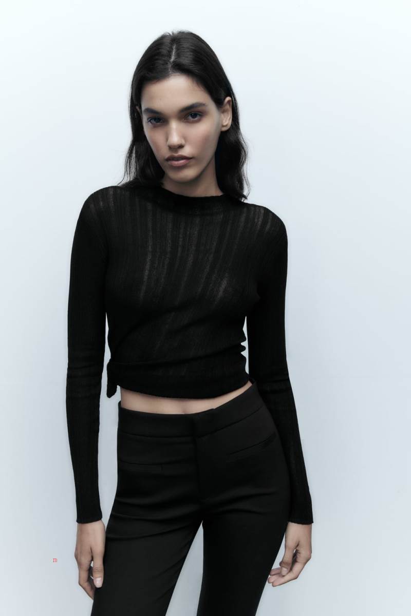 ZARA MINI FLARE Byxor Dam Svarta | GXODI-4512