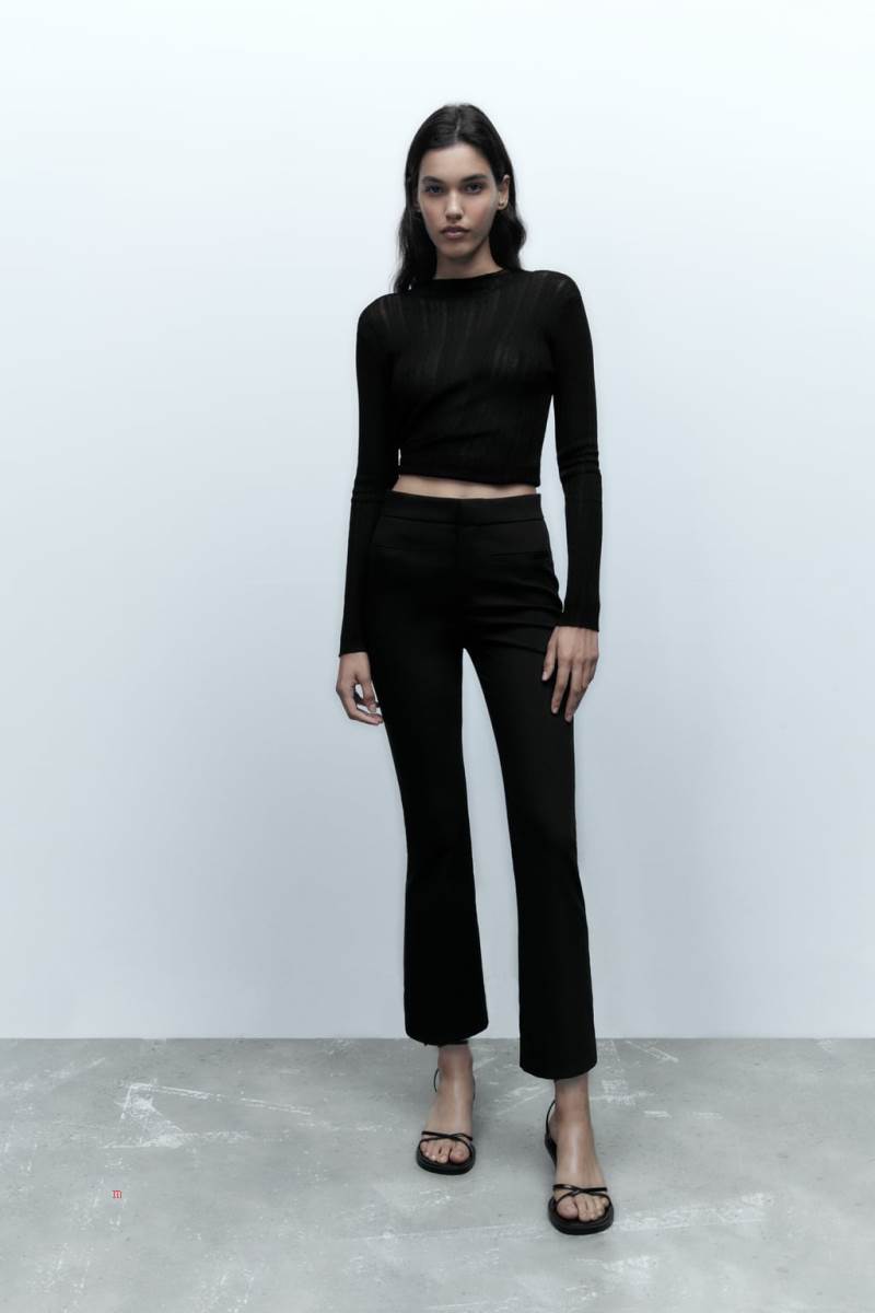 ZARA MINI FLARE Byxor Dam Svarta | GXODI-4512