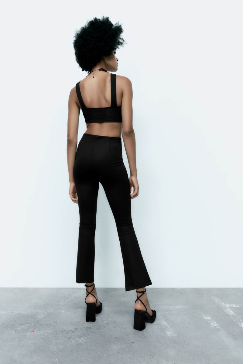 ZARA MINI FLARE Leggings Dam Svarta | UHISW-7146