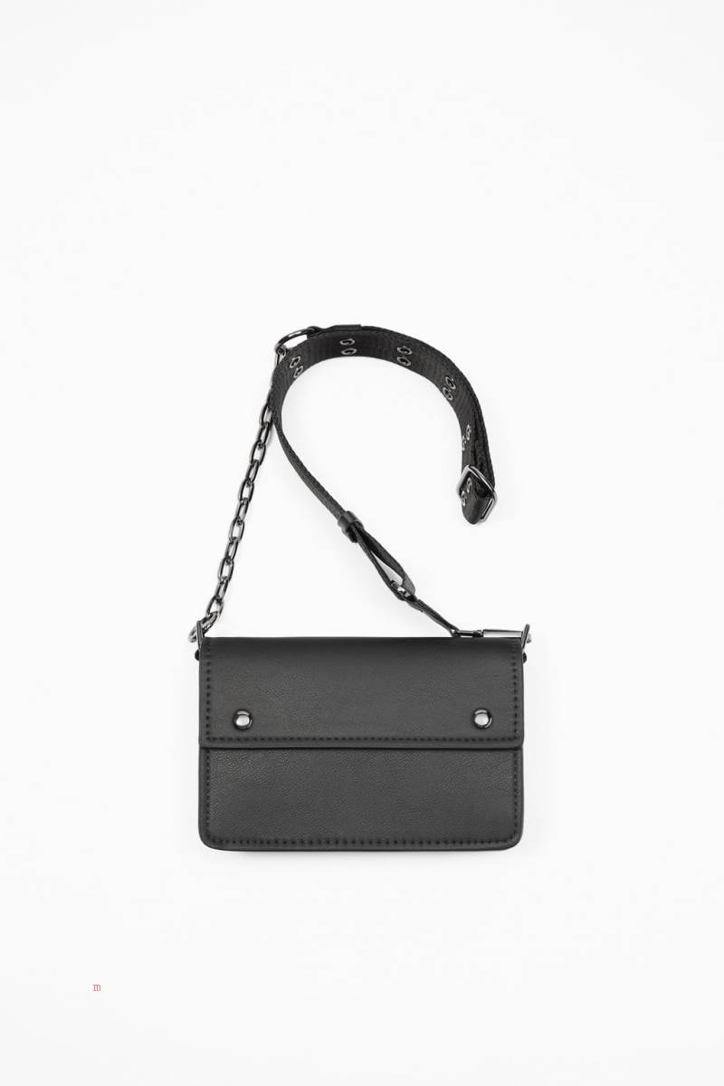 ZARA MINI WITH FOLDOVER FLAP Messenger Väska Herr Svarta | ERHFS-7230