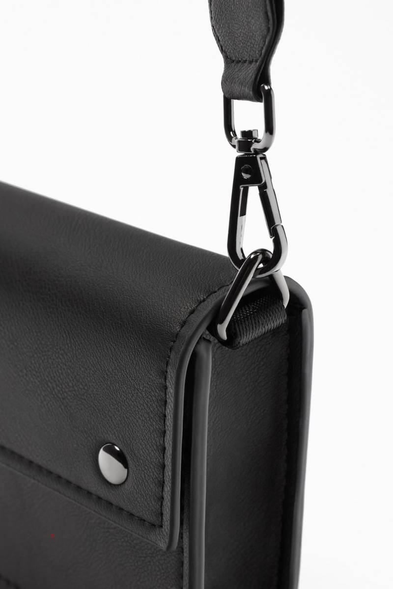 ZARA MINI WITH FOLDOVER FLAP Messenger Väska Herr Svarta | ERHFS-7230