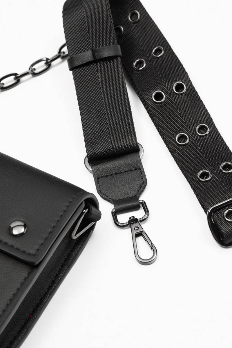 ZARA MINI WITH FOLDOVER FLAP Messenger Väska Herr Svarta | ERHFS-7230