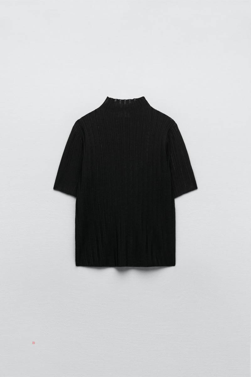 ZARA MOCK NECK KNIT TOP Stickat Dam Svarta | ZEYRW-9517