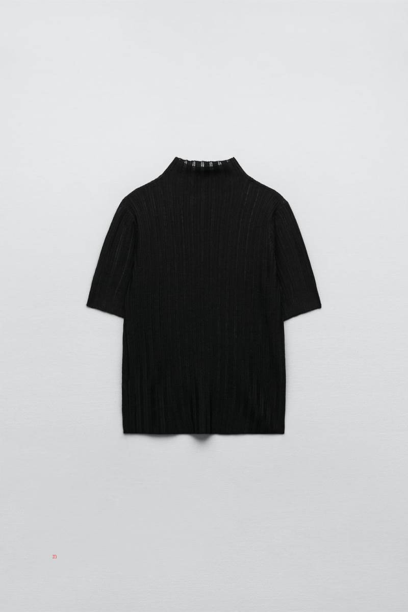 ZARA MOCK NECK KNIT TOP Stickat Dam Svarta | ZEYRW-9517
