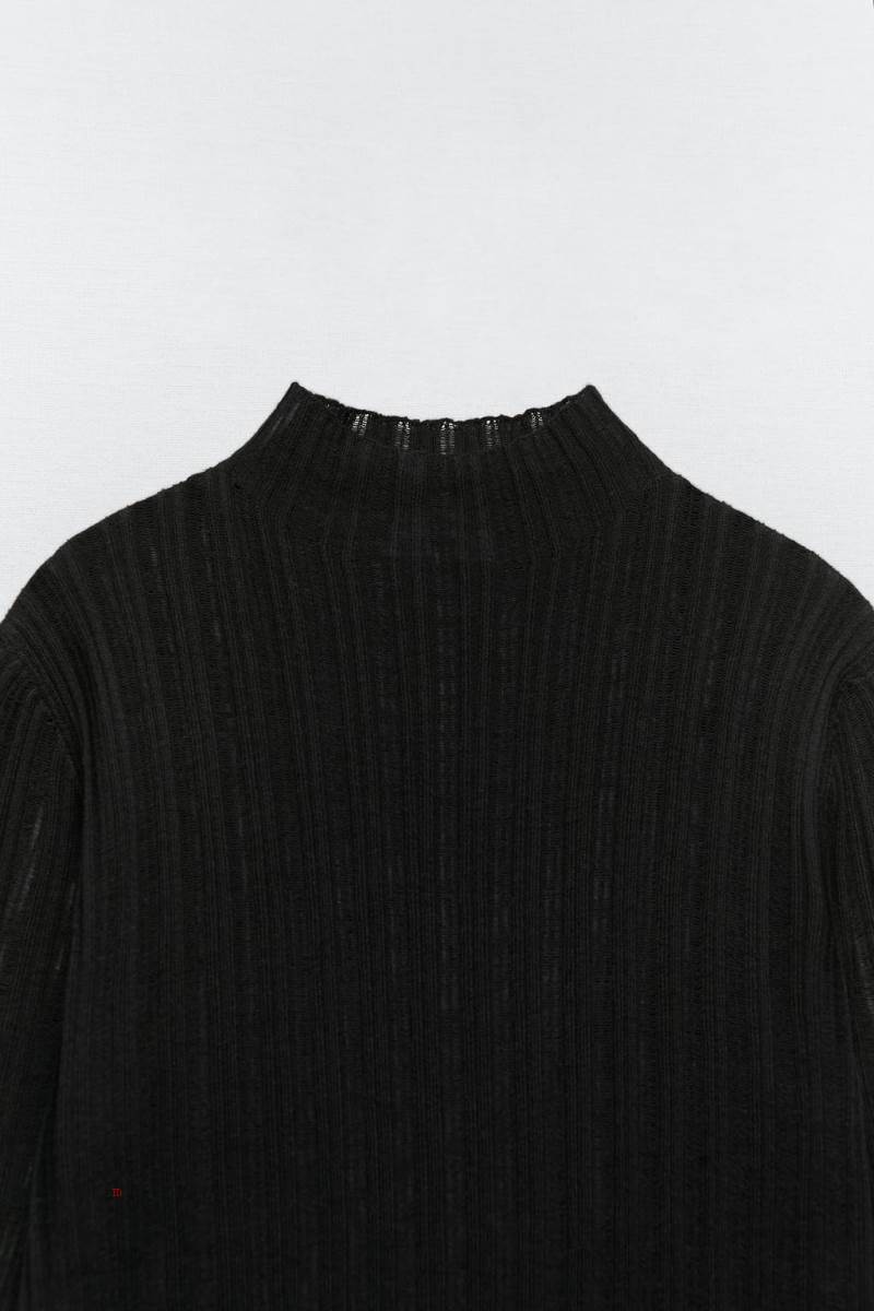 ZARA MOCK NECK KNIT TOP Stickat Dam Svarta | ZEYRW-9517
