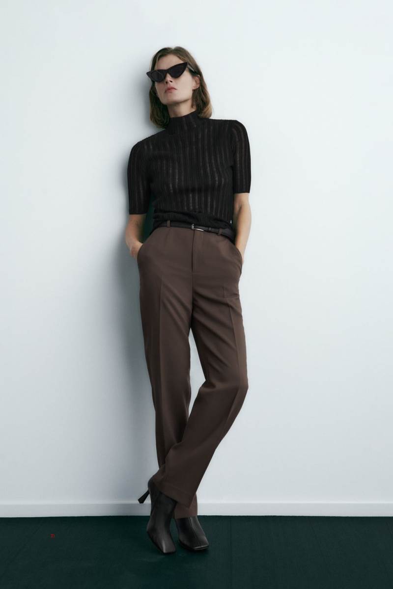 ZARA MOCK NECK KNIT TOP Stickat Dam Svarta | ZEYRW-9517