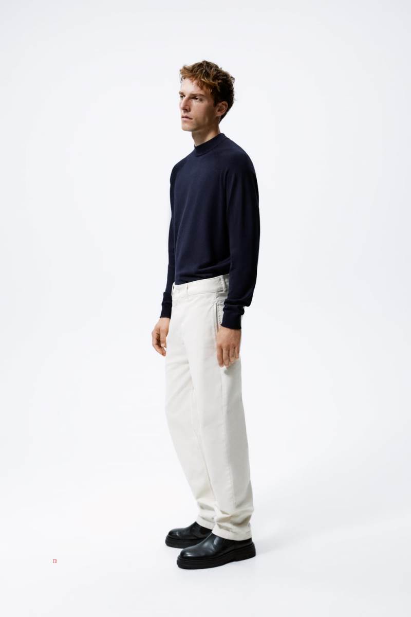 ZARA MOCK NECK Tröjor Herr Marinblå Blå | QHWOB-8632