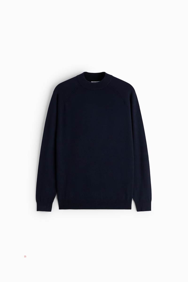 ZARA MOCK NECK Tröjor Herr Marinblå Blå | QHWOB-8632