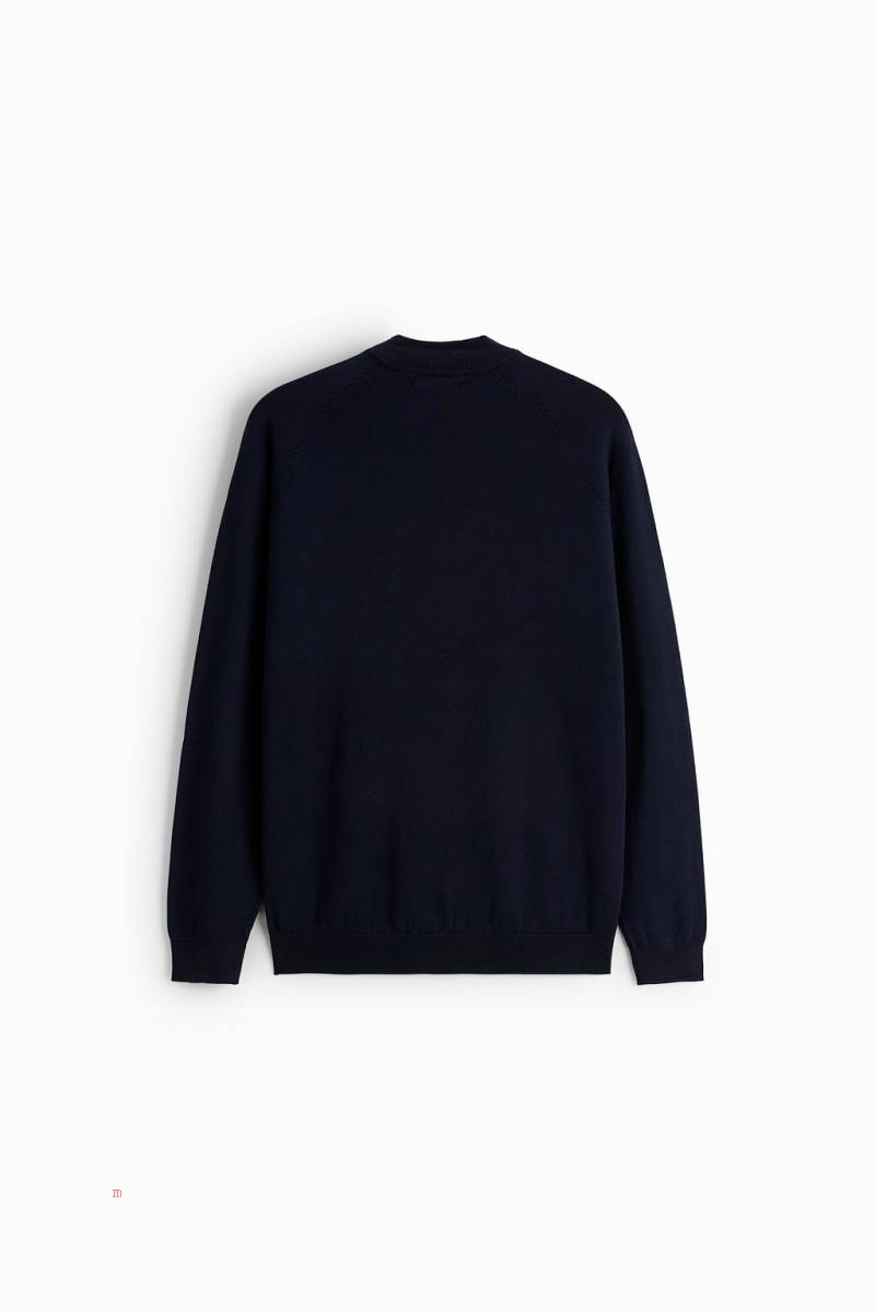 ZARA MOCK NECK Tröjor Herr Marinblå Blå | QHWOB-8632