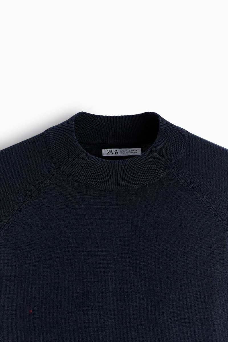 ZARA MOCK NECK Tröjor Herr Marinblå Blå | QHWOB-8632