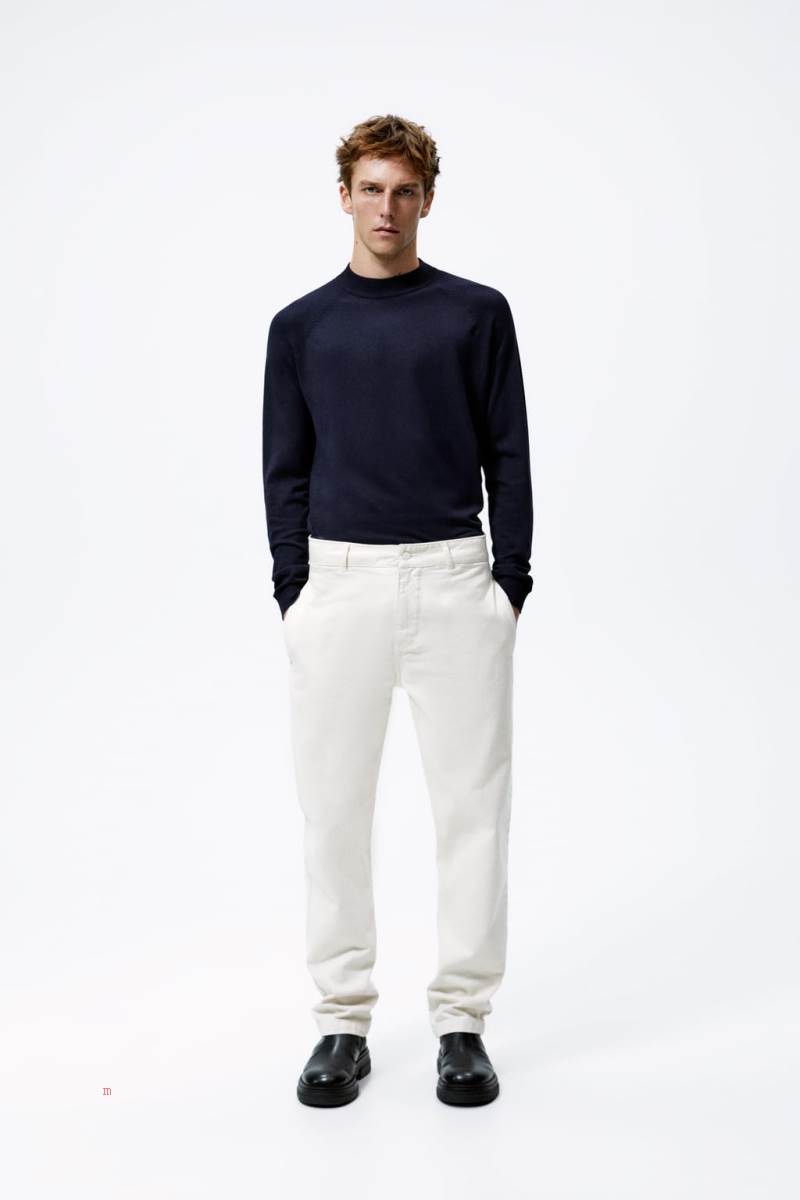 ZARA MOCK NECK Tröjor Herr Marinblå Blå | QHWOB-8632