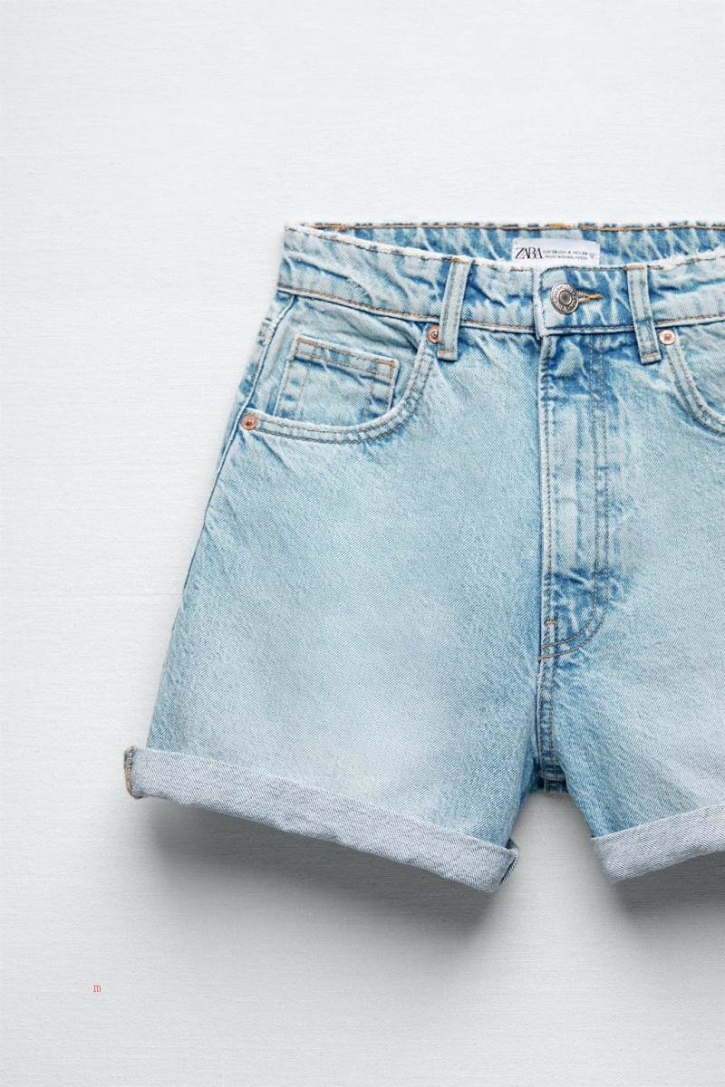 ZARA MOM FIT BERMUDA Shorts Dam Ljusblå | QEFIB-2835