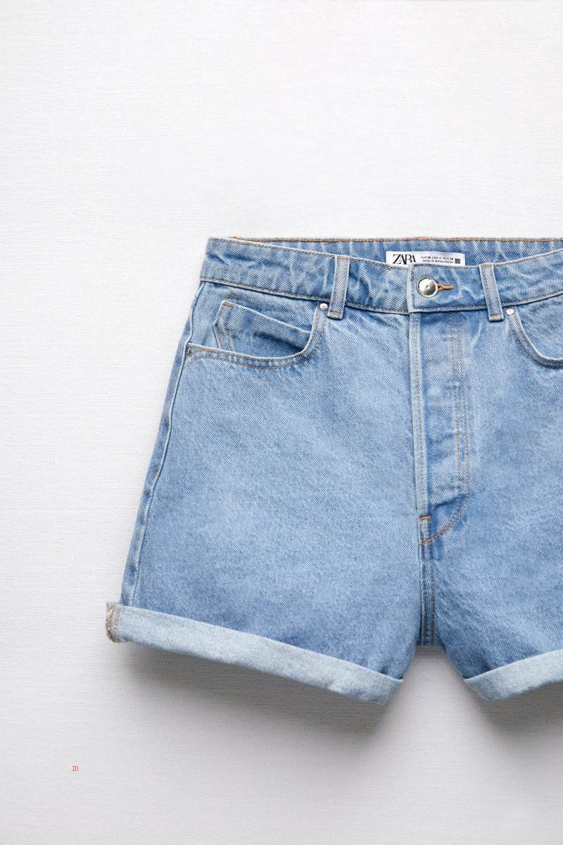 ZARA MOM FIT DENIM Shorts Dam Ljusblå | DQAWU-7182