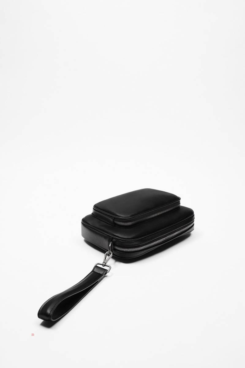 ZARA MONOCHROME Crossbody Väska Herr Svarta | INXGM-6439