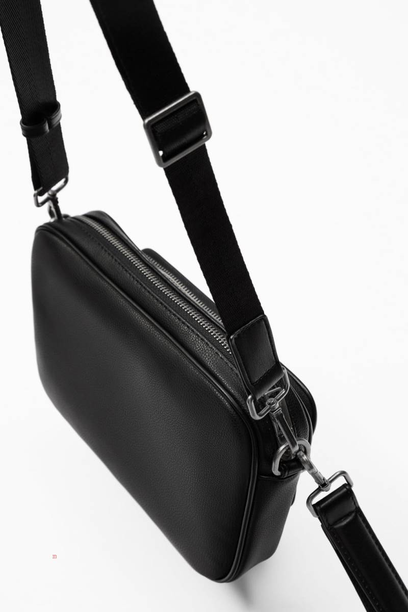 ZARA MONOCHROME Crossbody Väska Herr Svarta | INXGM-6439