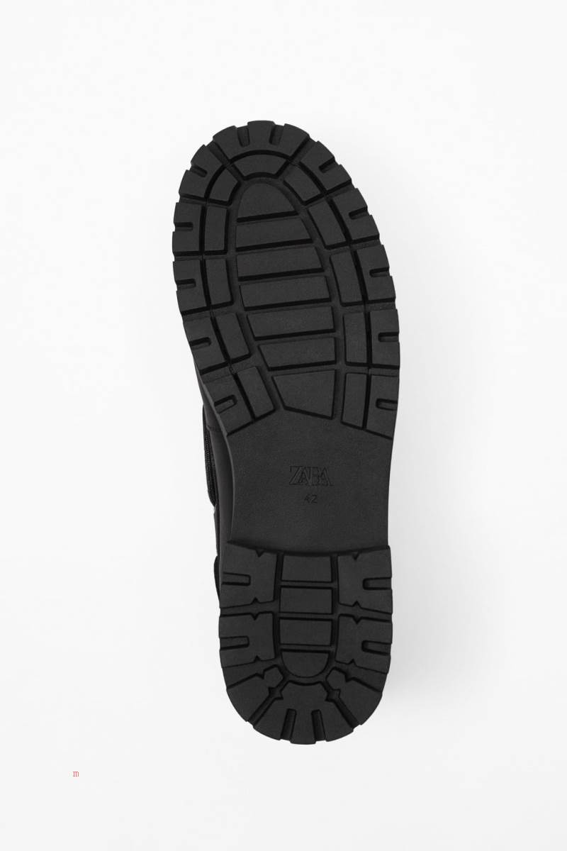 ZARA MONOCHROME DECK SHOE Mockasiner Herr Svarta | KDPQS-4267