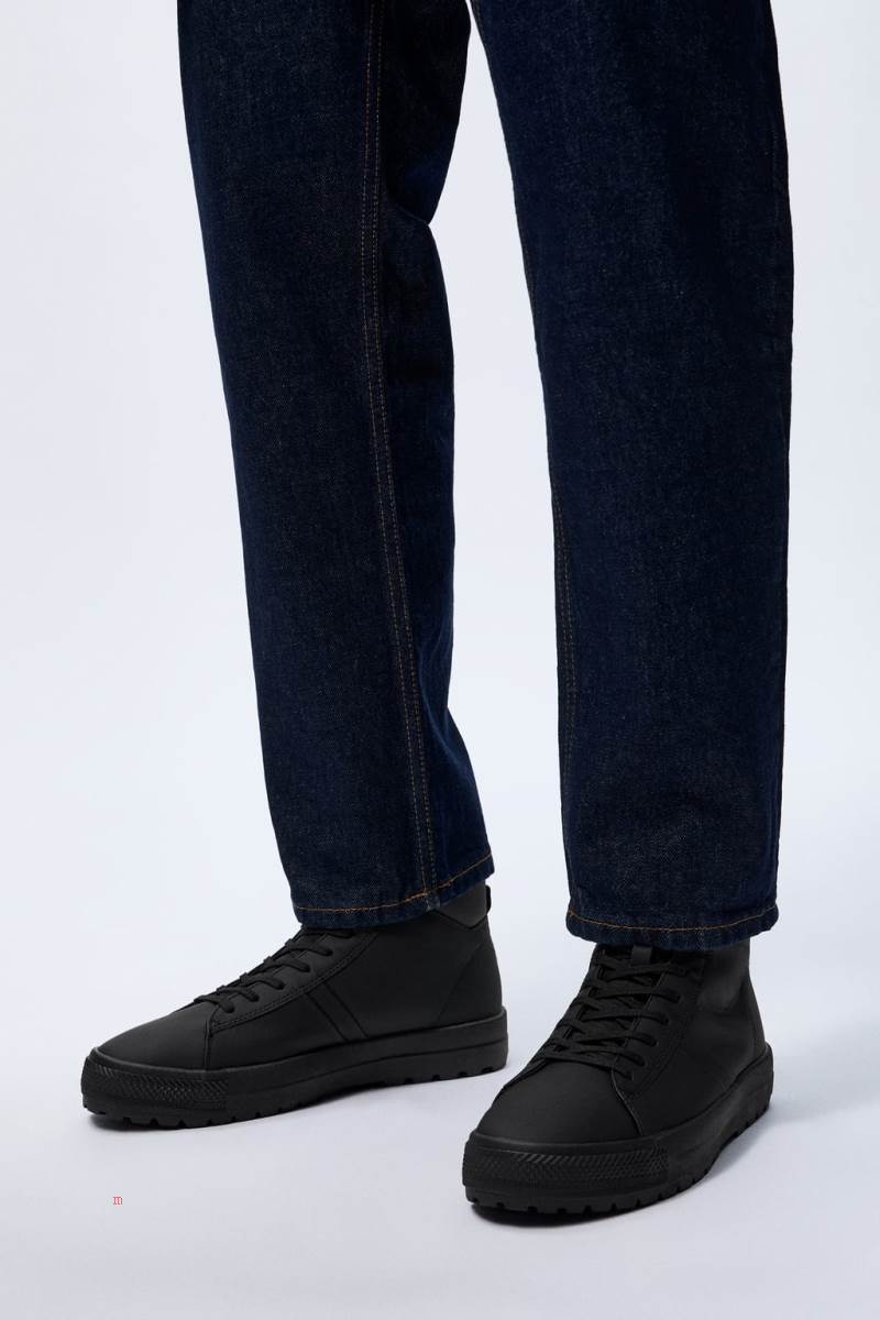 ZARA MONOCHROME HIGH-TOP Sneakers Herr Svarta | ZHOFP-2850