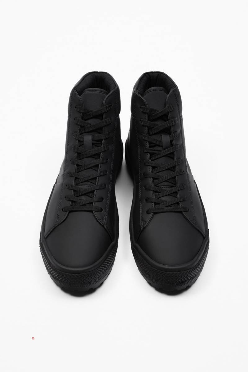 ZARA MONOCHROME HIGH-TOP Sneakers Herr Svarta | ZHOFP-2850