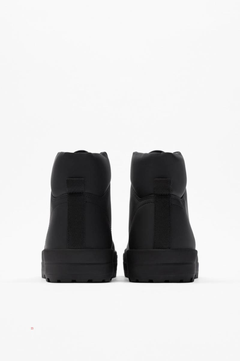 ZARA MONOCHROME HIGH-TOP Sneakers Herr Svarta | ZHOFP-2850