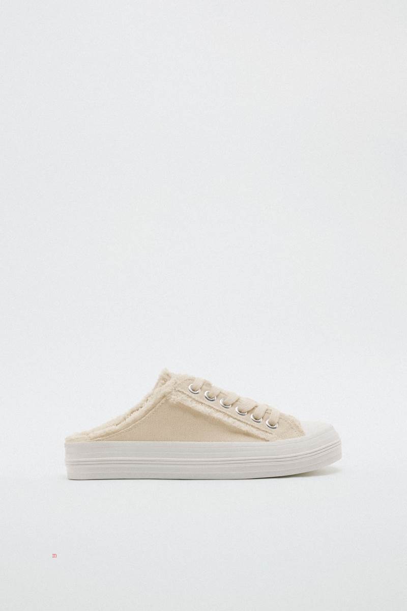 ZARA MULE Träningsskor Dam Beige | WXLBH-7493