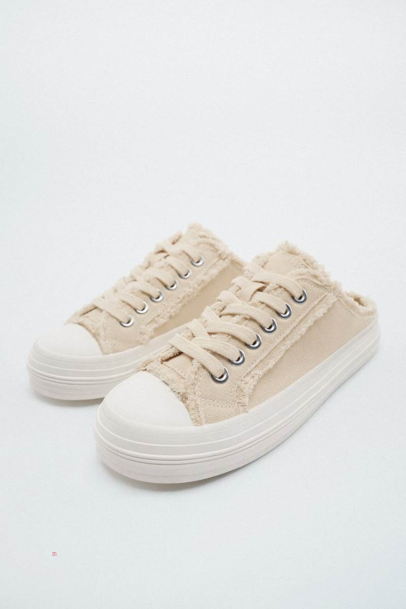 ZARA MULE Träningsskor Dam Beige | WXLBH-7493