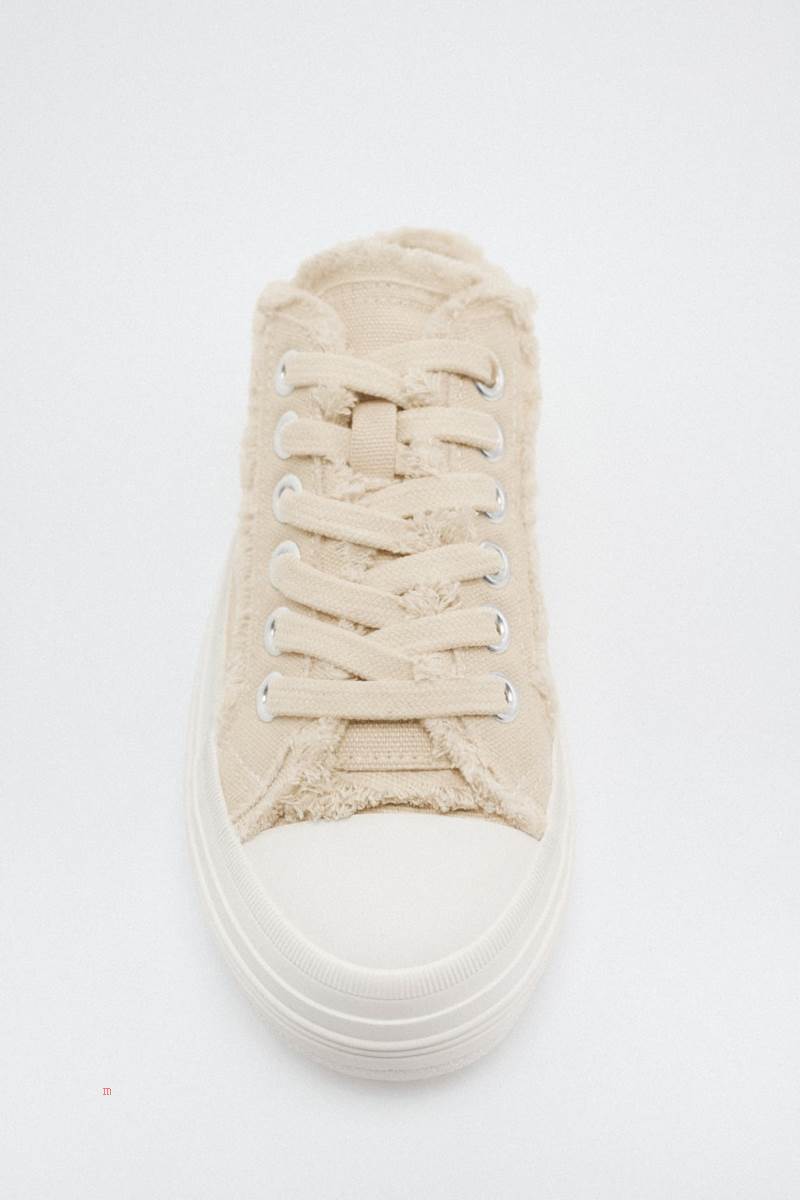 ZARA MULE Träningsskor Dam Beige | WXLBH-7493