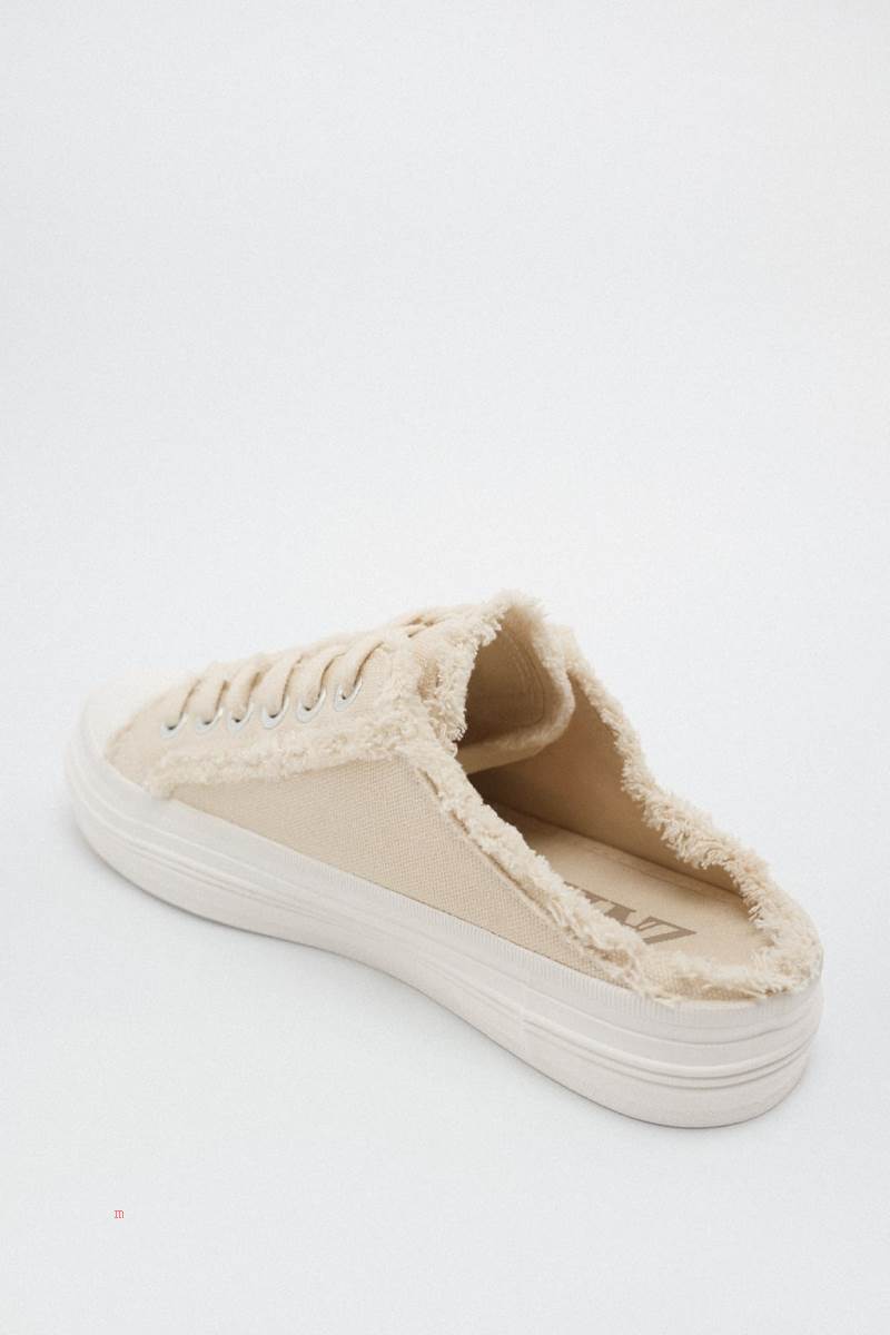 ZARA MULE Träningsskor Dam Beige | WXLBH-7493