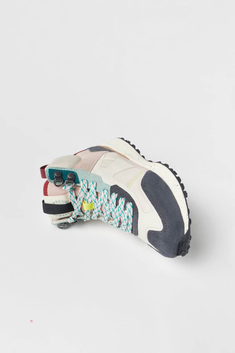 ZARA MULTICOLOURED HIGH-TOP Sneakers Tjej Olika Färger Röda | JTBXC-9301