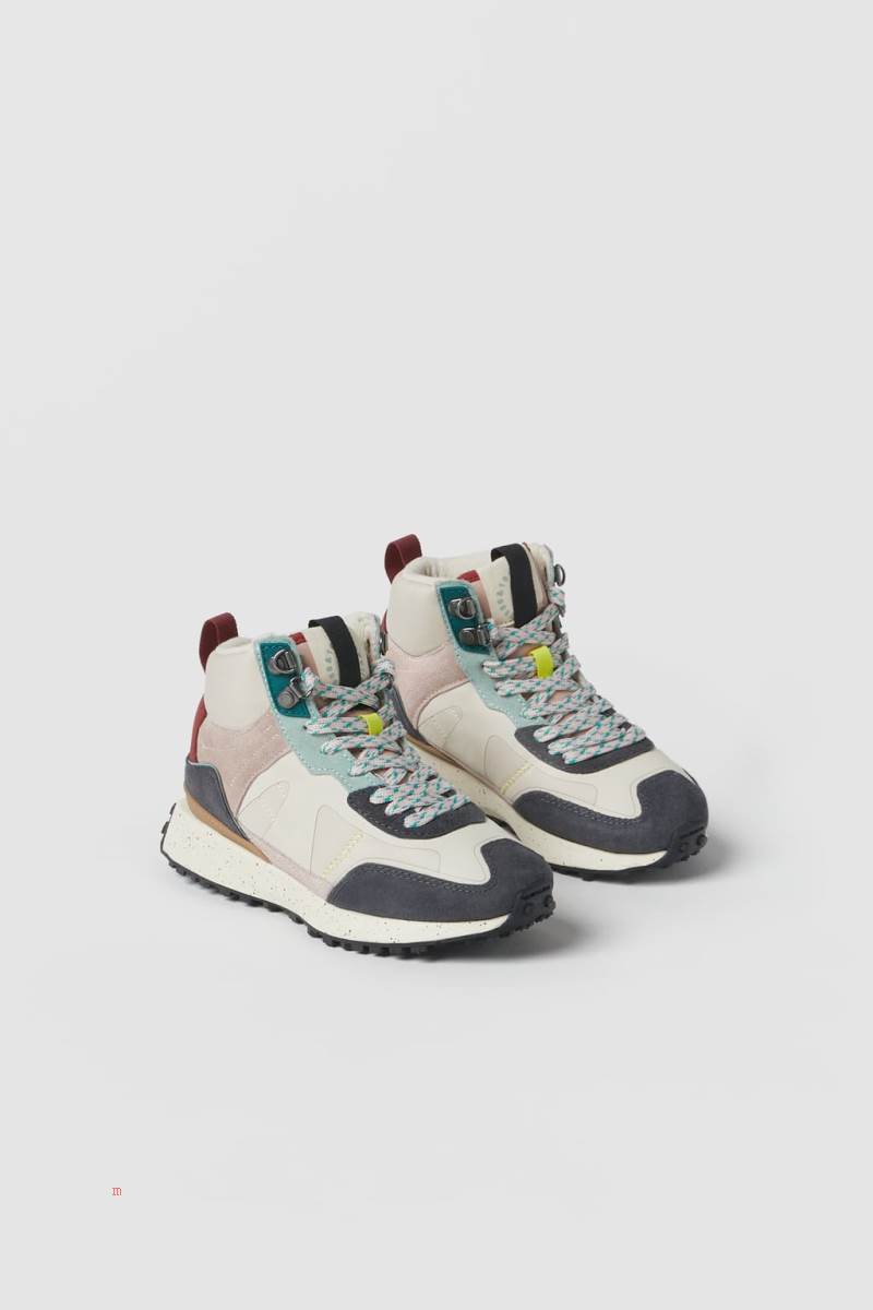 ZARA MULTICOLOURED HIGH-TOP Sneakers Tjej Olika Färger Röda | JTBXC-9301