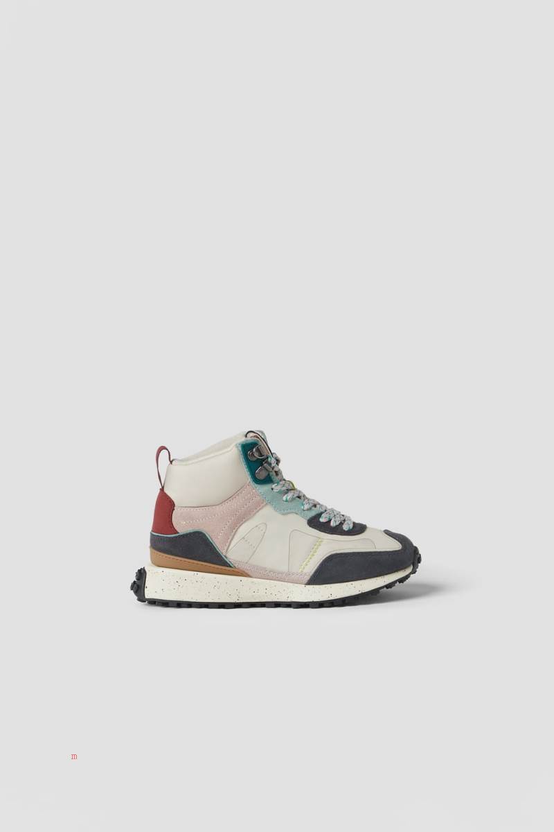 ZARA MULTICOLOURED HIGH-TOP Sneakers Tjej Olika Färger Röda | JTBXC-9301