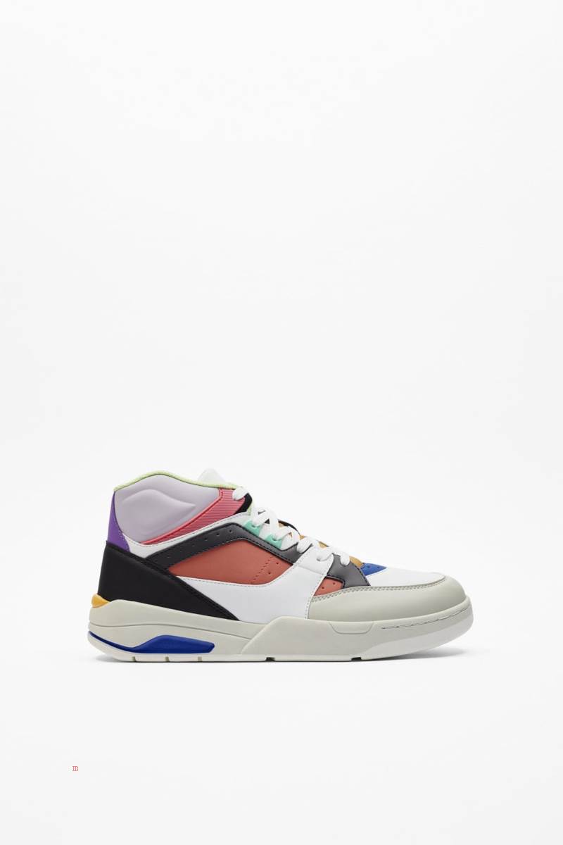 ZARA MULTICOLOURED HIGH-TOP Träningsskor Herr Olika Färger Röda | GFOSK-9512