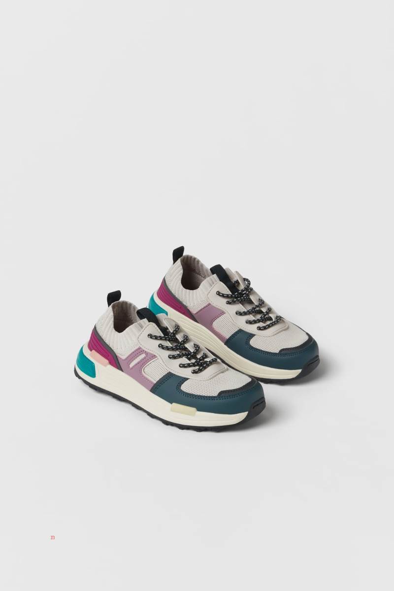 ZARA MULTICOLOURED Sneakers Tjej Olika Färger Röda | DZTMU-1793