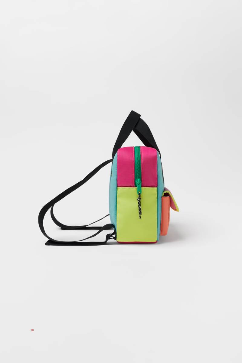 ZARA MULTICOLOURED TECHNICAL Ryggsäck Tjej Olika Färger Röda | HMYNZ-9630