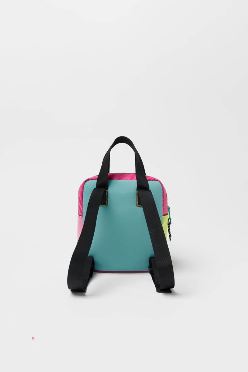 ZARA MULTICOLOURED TECHNICAL Ryggsäck Tjej Olika Färger Röda | HMYNZ-9630