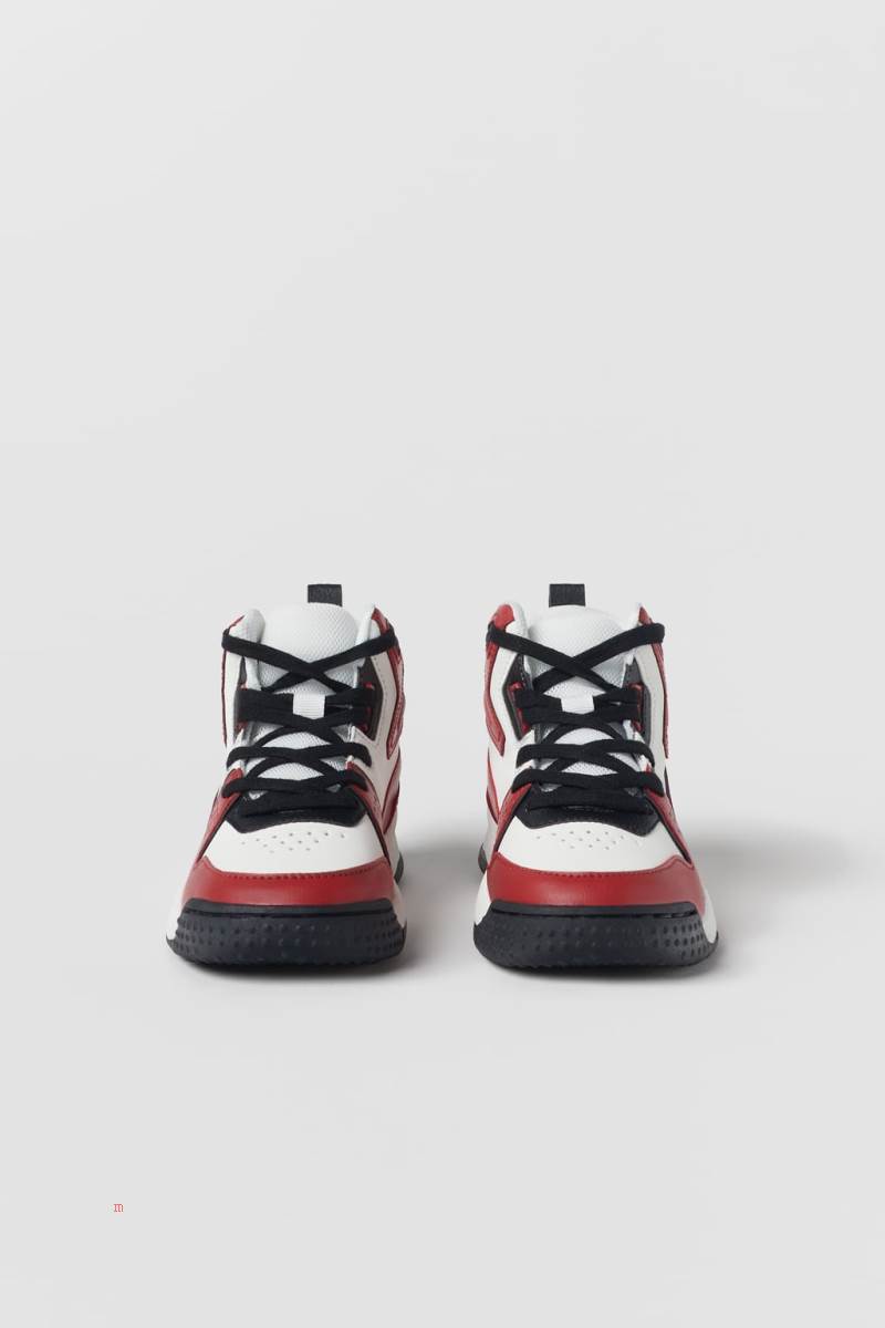 ZARA MULTI-PIECE HIGH-TOP Sneakers Pojke Röda | MLVFE-6721