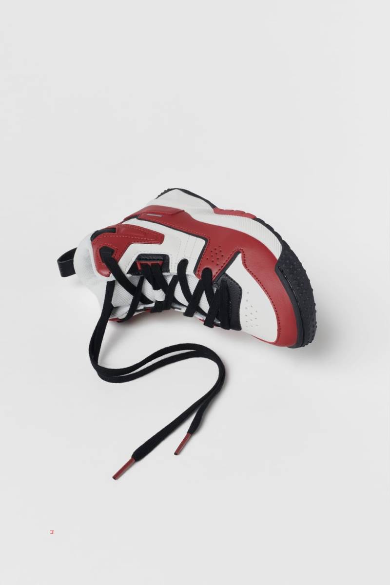 ZARA MULTI-PIECE HIGH-TOP Sneakers Pojke Röda | MLVFE-6721