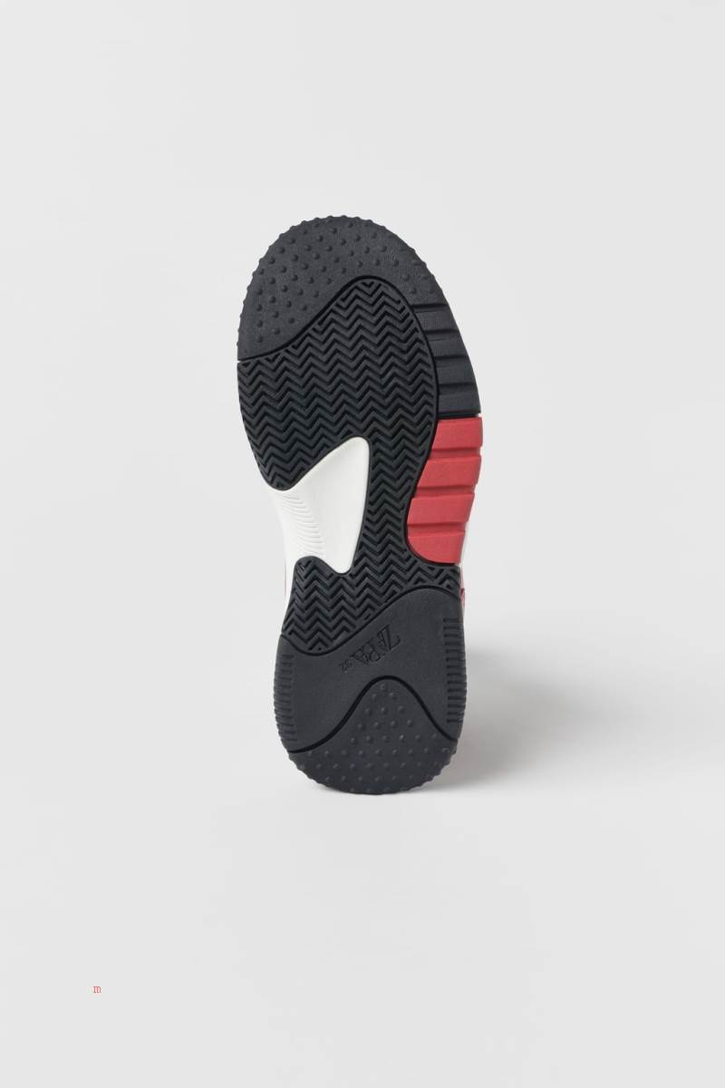 ZARA MULTI-PIECE HIGH-TOP Sneakers Pojke Röda | MLVFE-6721